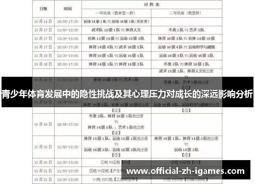 青少年体育发展中的隐性挑战及其心理压力对成长的深远影响分析